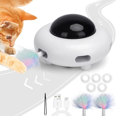 Nobleza 4025E - Interactief Kattenspeeltjes - Automatisch Kat Speelgoed – Oplaadbare speeltje voor poesjes – Huisdierspeelgoed katten – Dierenspeelgoed - wit