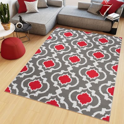 Tapiso Maya Vloerkleed Rood Grijs Laagpolig Tapijten Maat- 220x300
