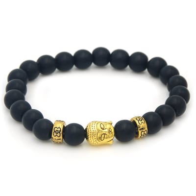 No Evil armband van zwarte natuursteen met boedha