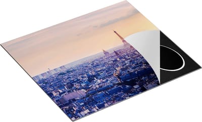 Chefcare Inductie Beschermer Skyline van Parijs tijdens Zonsondergang - 60x50 cm - Afdekplaat Inductie - Kookplaat Beschermer - Inductie Mat