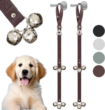 Hondendeurbellen - Zindelijkheidstraining Puppy - Huisbreken Leren - Verstelbare Riem - Set van 2 - Bruin
