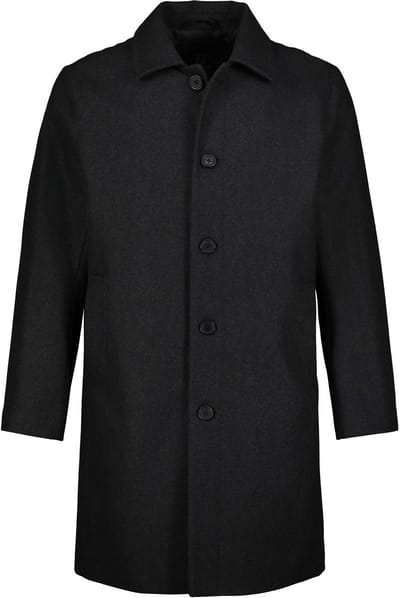 JP 1880 - Heren - Mantel van wolmix waterafstotend overhemdkraag - Antraciet - Maat 5XL