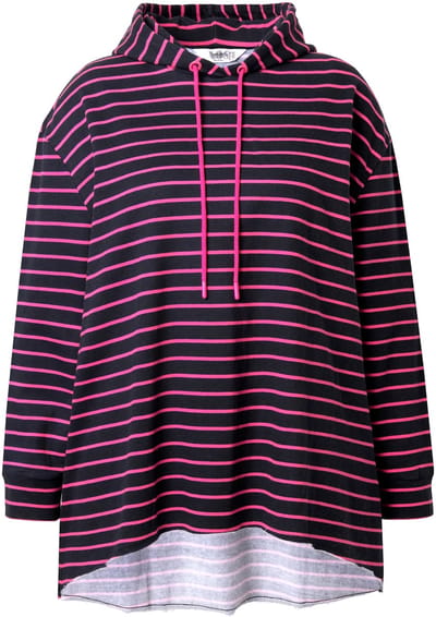 Angel of Style - Dames - Hoodie A-lijn strepen capuchon - Zwart - Maat 42+