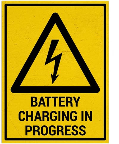 Battery charging in progress bord met tekst | Sign Again materiaal | 20 x 15 cm