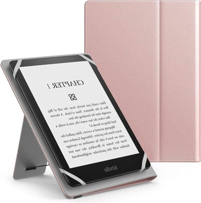 Universele E-reader Hoes voor 6-7 Inch Kindle en Kobo Tablets, Lichtgewicht PU Leer, Met Handband en Kickstand, Roze