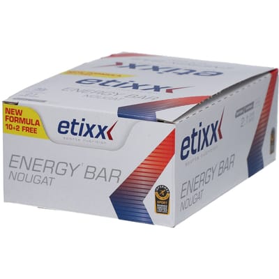 Etixx Energy Bar Nougat - Sports Nutrition - EnergieReep - 12X37 gram - Koolhydraatrijk 30g koolhydraten- 2:1 Glucose:Fructose - Bevat Nougat- Vitamine B3
