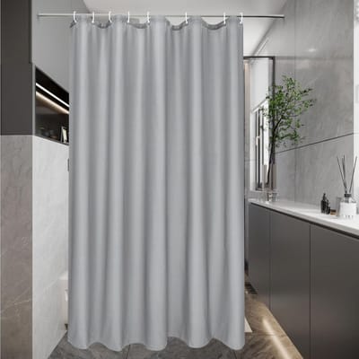 Grijze Badgordijn van Textiel, Smal en Waterdicht, Anti-Schimmel, Wasbaar, 120 x 200 cm met 8 Ringen