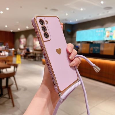 Crossbody Band Koord Telefoonhoesje Voor Samsung Galaxy S26 S25 S23 S24 Ultra S24 FE A17 A57 A16 A55 5G Plating Hart Lanyard Cover For Samsung A17