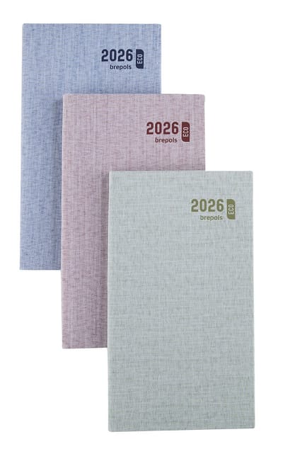 Brepols agenda 2026 - INTERPLAN [0.736] - TOILE OCEAN - Agenda - 1 week op 2 pagina's - Weekoverzicht - Blauw - 9 x 16 cm