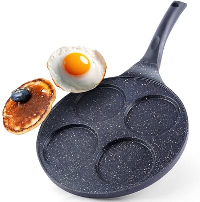 Eierpan met anti-aanbaklaag Graniet 4 Gaten GRANDE 27 cm - Omeletpan - Egg Koekenpan - Pannenkoekenpan - Pancake Flensjespan