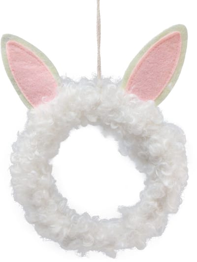 Paasdecoratie decoratieve ring konijnenoren deurdecoratie wit Ø13cm 4s