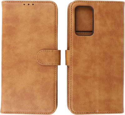 Oppo A16 Hoesje - Book Case Telefoonhoesje - Kaarthouder Portemonnee Hoesje - Wallet Case - Bruin