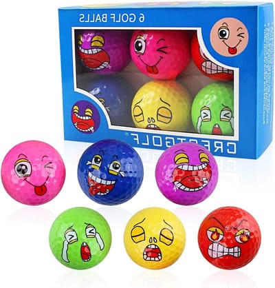 6-pack Golf Novelty Balls - Grappige en Kleurrijke Golfballen voor Training en Hoge Zichtbaarheid