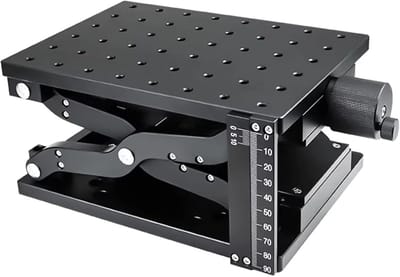 Handmatige Lift Platform - Heftafel Laboratorium - Apparatuur Positioneren - Precisie Schaal Liniaal - 120x80mm Tafel - Zwart