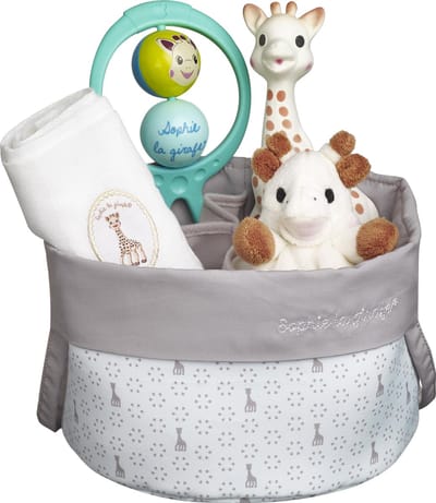 Sophie de giraf Geboortemand - Babygeschenkset - Kraamcadeau - Babyshower cadeau - 21x21x20 cm - Vanaf 0 maanden - 5-Delig