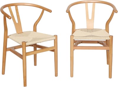 sweeek - Set van 2 stoelen van hout met touw vintage - cecile