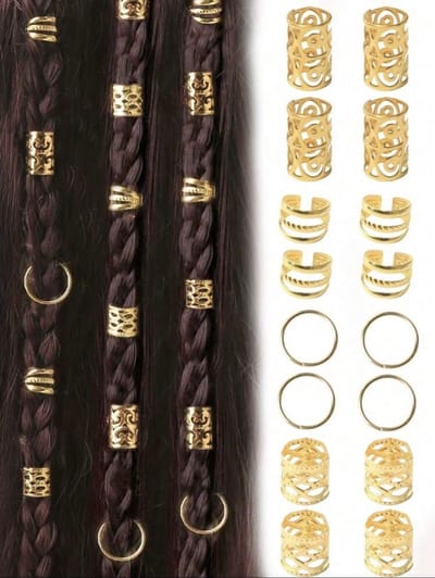 Haarringen - haarringen set - haarringetjes - haarbedels - haaringen haarbedels - Braid ringetjes - Haar vlecht ringen - Haar Kralen - Haarringen dreadlock kralen - Kraaltjes / Clips - Haar Accessoires Vrouwen - Vlecht accessoires - Hair Beads Gold