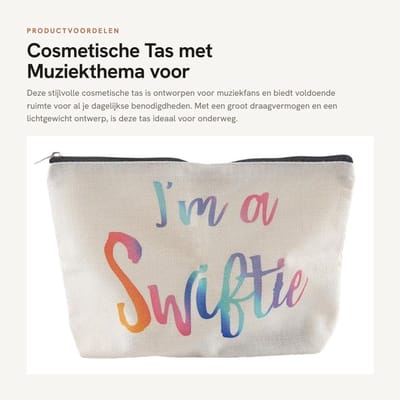 Dailygoods- Make-uptasje met spiegel - Draagbare Cosmetische Tas - Lichtgewicht - Groot Capaciteit - Dubbelzijdig Ontwerp - Geschikt voor Muziekliefhebbers - Cosmetica Tas