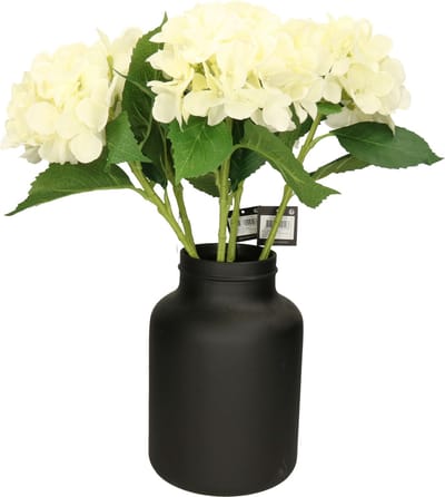 Mica Decorations Kunstbloemen boeket Hortensias - 5 stelen - wit - 51 cm - Kunst zijdebloemen