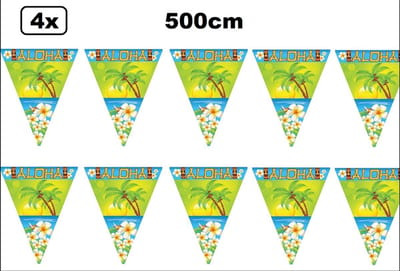 4x Vlaggenlijn Aloha Sunny party 500cm - Tropical feest Hawaii zomer beach fun festival evenement