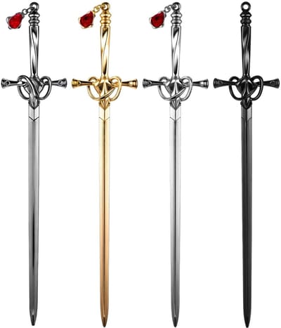 Dailygoods - 4 stuks haarspeld haarspelden haarspeld Chinese haarspeld haarpijl haar chopsticks Chinese haaraccessoires bladwijzer zwaard boekenlegger retro wordt geleverd met kristallen hanger haarspeld voor