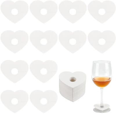 Allecto - Wijnglas Markers - Papier Charms - Perfect voor Bruiloften - Beige - Cocktail Identificatie Tags - Voor Baby Showers en Verjaardagen