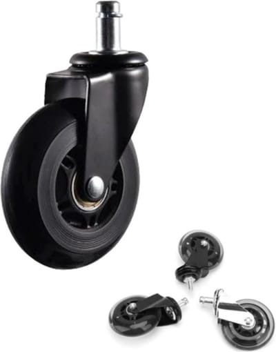 FSW-Products - Zwenkwielen - 5 Stuks - Inline - Stift Bevestiging 11mm - Zacht - Meubelwielen - Zwart