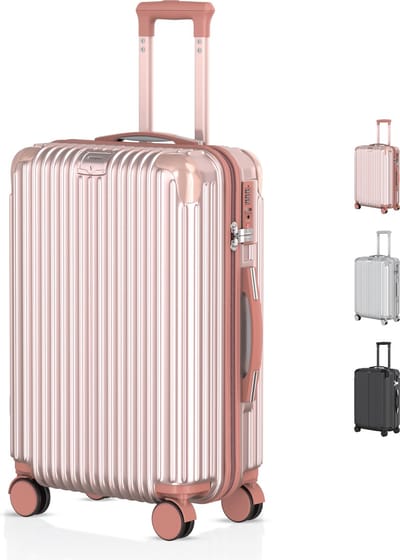 Voyagoux® - Handbagage Reiskoffer - 40L - Koffers - Reiskoffer met wielen - Rosé goud - TSA Slot