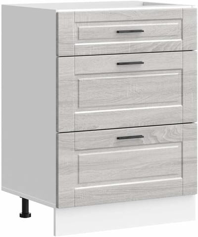 Keukenonderkast - Ladekast Keuken - Servies Opbergen - Verstelbare Voeten - 60 x 46 x 81.5 cm - Sonoma Grijs