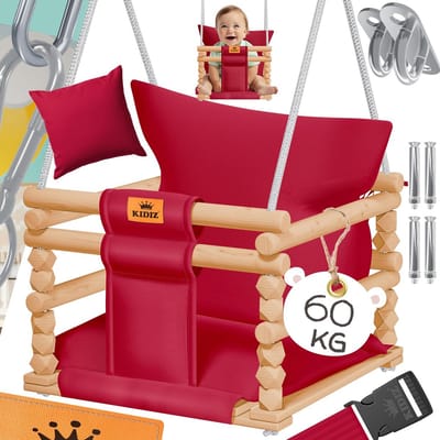 Babyschommel - Kinderschommel zitje - Buiten spelen - In hoogte verstelbaar - Tot 60 kg - Houtkleur