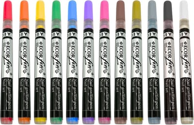 Guardian Beauty Nagel kunstpennen - 12-Delig - Acrylverf Markers - 3D Nagelontwerpen, Puntjes, Tekenen & DIY Manicures -