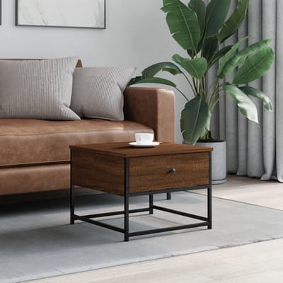 vidaXL - Salontafel - 51x51x40 - cm - bewerkt - hout - bruin - eikenkleur