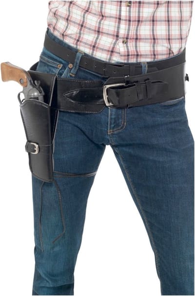 Smiffys - Adult Faux Leather Single Holster With Belt Kostuum Accessoire - Zwart