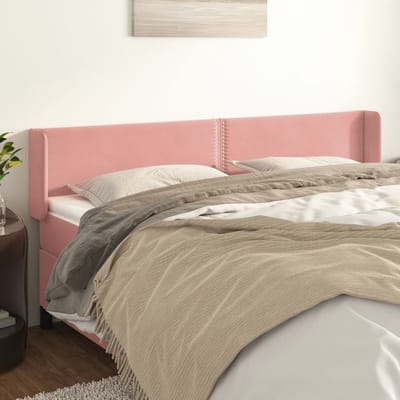 vidaXL Hoofdbord met randen 163x16x78/88 cm fluweel roze