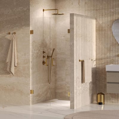 Brauer Void - Pendeldeuren - Helder Glas - 90 x 200 cm - incl. Glascoating - PVD Goud Geborsteld