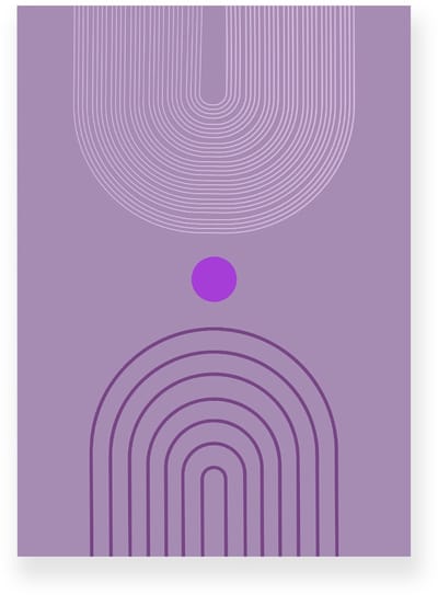 Poster 20x30 cm - Halve Bogen - Lijnen - Paars - Lila - Minimalistisch - Japandi - Muurdecoratie - Wanddecoratie