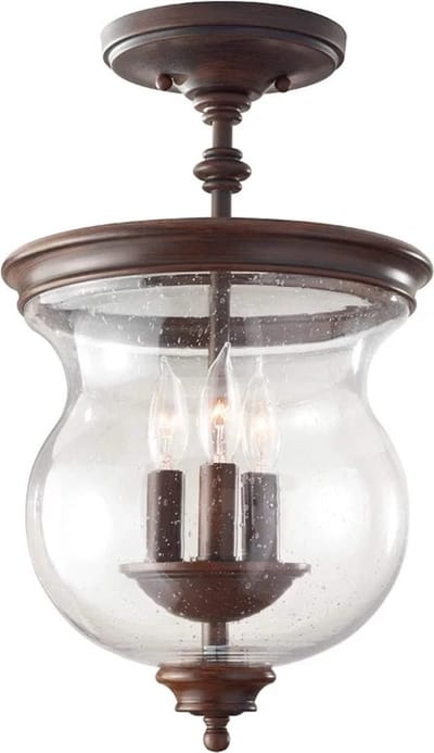 Feiss LED Plafondlamp Pickering Lane | 3X E14 Max 40W | Dimbaar | Heritage Bronze