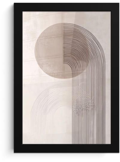 Poster in lijst - Fotolijst 20x30 cm - Posters - Minimalistisch - Cirkel - Lichtgrijs - Posterlijst zwart - Decoratie - Wanddecoratie woonkamer - Muurdecoratie slaapkamer