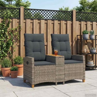 vidaXL - Ligbank - met - Tafel - 2 - -Seater - 126 - x - 65 - x - 112 - cm - poly - rattan