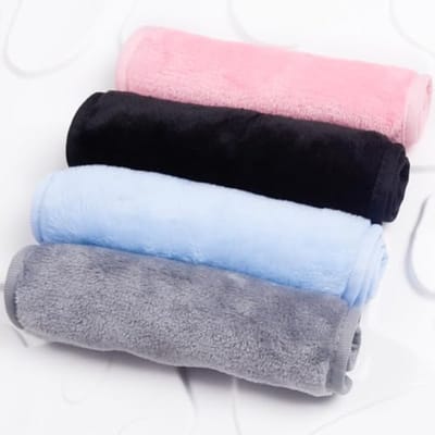 4 Pack Make Up Remover Cloth - 40 x 20CM Flannel Face Cloth - Face Wipes voor Gevoelige Huid - Makeup Verwijderen (Zwart+Roze+Blauw+Grijs)