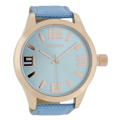 OOZOO Timepieces - Rosé goudkleurige horloge met blauwe NATO horlogeband - C6614