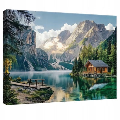WALLARENA - Canvas schilderij - 100x70 cm - Berg natuur wanddecoratie voor slaapkamer, woonkamer, keuken