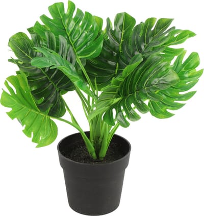 Countryfield Kunstplant Monstera plant in bloempot - Groen - 15 x 28 cm
