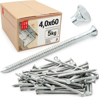 LUN FIX - Ankernagels 4 x 60 mm - 5kg (ca. 750 stk.) - verzinkte bouwnagels - houten nagels voor timmerwerk