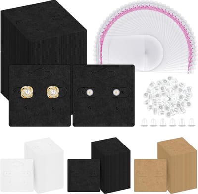 400 Stuks Oorbelkaarten met 6 Gaten - Zwarte Oorbeldisplay van Kraftpapier voor Stud Oorbellen, Perfecte Oorbellenverpakking en Hangende Sieradenpresentatie