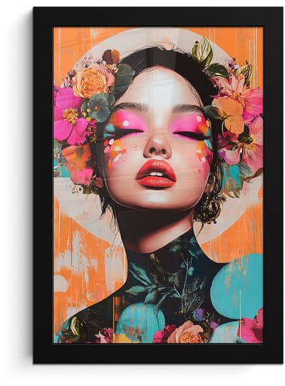 Poster in lijst - Fotolijst 20x30 cm - Posters - Portret - Vrouw - Abstract - Bloemen - Posterlijst zwart - Decoratie - Wanddecoratie woonkamer - Muurdecoratie slaapkamer