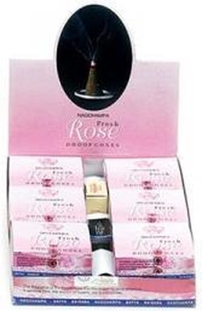wierook kegel NAG champa rose Boeddha-Store 12 pakjes met 12 cones