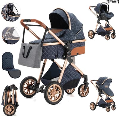 RFWR® 3-in-1 Kinderwagen met Autostoel - Inklapbare en Compacte Draagbare Kinderwagen voor Baby's