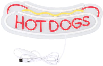 Dailygoods- Neonbord Hot Dogs - Wanddecoratie - LED Sign - Fastfood - Decoratieve Lichten - Acryl Materiaal - Lichtgewicht en Stevig - Neonlicht