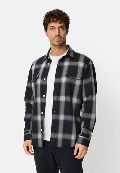 camel active Overhemd met lange mouwen van puur katoen - Maat menswear-L - Marineblauw
